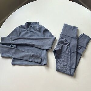 Aerie Blue Long Sleeve Top and Leggings Set